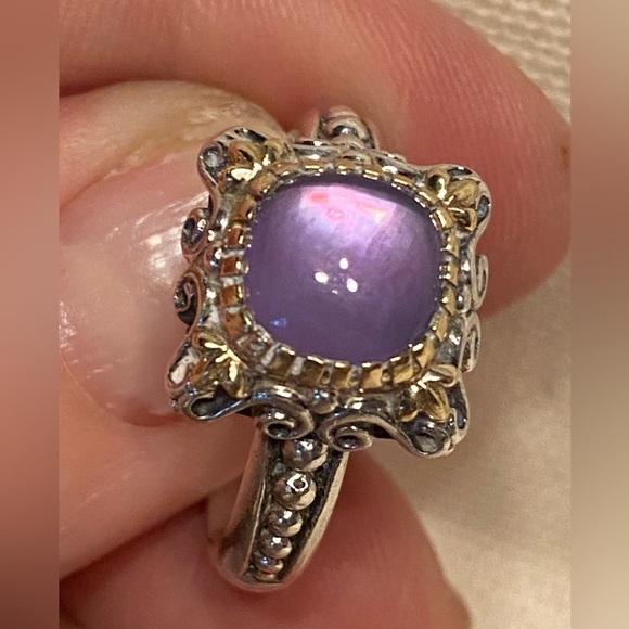 Konstantino Sterling Silver and 18K Gold Amethyst Cabochon Ring - Picture 7 of 12